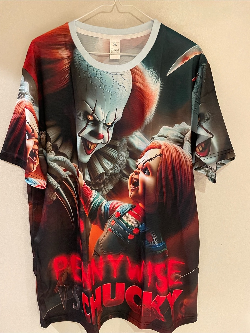 Pennywise vs Chucky 3D double sided graphic t-shirt- Horror